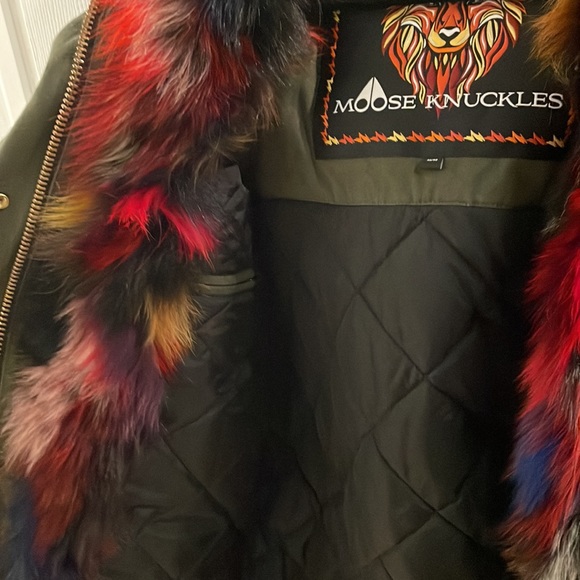 NWT Rare M Moose Knuckles Stellar Canvas Parka olive black fur hood multi lining - Picture 12 of 12